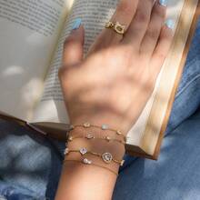S SHOPBOHO 1pc Compact Stackable Lake Blue Sapphire Zirconia Bracelet, Waterproof & Durable For Daily Wear - Stackable Bracelet - View 3