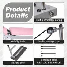 Collapsible Pilates Reformer Machine For Home Gym – Studio-Grade, Dual Resistance (Springs & Cords), Heavy Duty, Quiet & Portable, Ideal For Beginners & Advanced Users - Pink - View 2