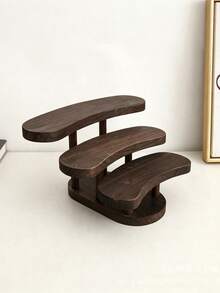 1pc Vintage Carbonized Wooden 3-Tier Desktop Storage Rack, Vertical Shelf, Jewelry Display Stand, Wooden Tray Holder, Wooden Tray, Cosmetics Perfume Accessories Display Rack, Tea Ceremony Storage Rack, Suitable For Restaurant, Kitchen, Hotel, Home Storage - View 12