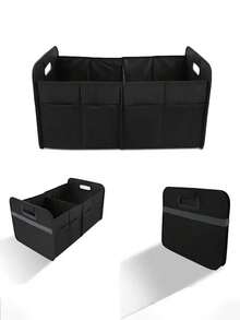 Oxford Cloth Foldable Car Trunk Organizer, Collapsible Car Cargo Storage Box With Handles, Multi-Compartment Car Rear Storage Bin, Portable Car Interior Storage Accessory, Suitable For Travel And Road Trips - Multicolor - View 4