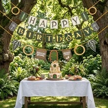 3pcs Middle-Earth Style Birthday Party Decorations Tea Leaves Ring Suitable For Birthday Party Decorations Wall Decorations Fireplace Decorations Room Decorations Birthday Gifts Birthday Party Photo Props - A - View 5