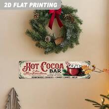 2D Flat 1pc Hot Cocoa Bar Extra Marshmallows Metal Sign, 10.01x40.01cm, Winter Holiday Wall Decor, Suitable For Kitchen, Living Room Decoration, Pre-Drilled Holes As Shown In Size Chart - Multicolor - View 4