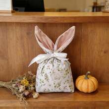 10pcs Easter Bunny Gift Bags Rabbit Ears Velvet Pouches Candy Cookies Easter Egg Packaging Bag Easter Party Decorations - Green 10pcs - View 6