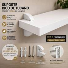 Kit 2 Prateleiras Pretas 60cm MDF Para Sala Quarto Cozinha Com Suporte Incluso - Preto - Visão 8