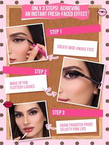 MISSLYN 4-Piece Eyes Lips Done Set, 3-Step Daily Exquisite Makeup Kit, Instant Volumizing & Lengthening Washable Mascara, Rich Black Cream Eyeliner, Silky Texture Lipstick, All-Day Wear, Suitable For Atmospheric Party Makeup,Back-To-School Gift - #01+#01+#56 - View 7