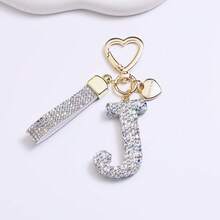 1PC Fashion Sparkling Rhinestone Alphabet Keychain Cute Letter Charm Key Ring Exquisite Backpack Decoration Accessories Gifts - Multicolor - View 22