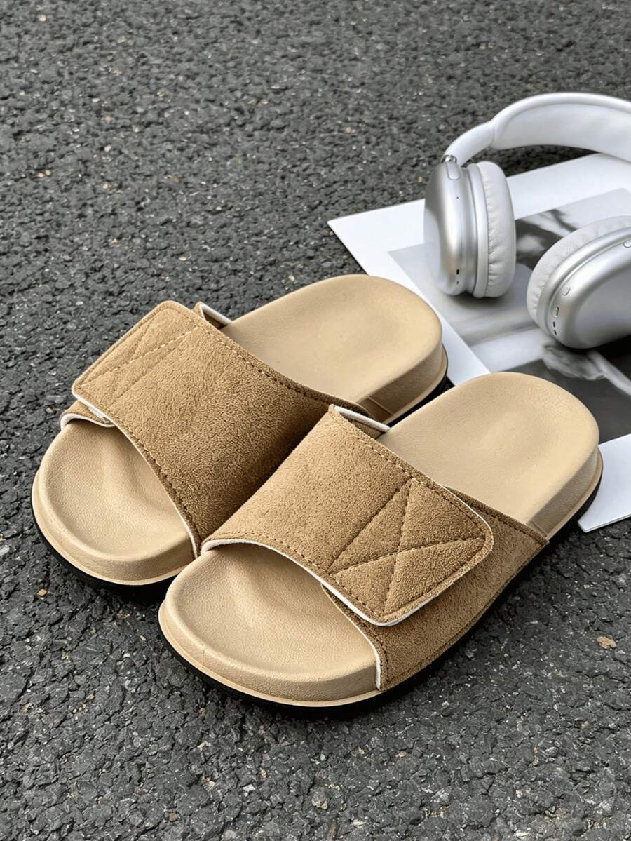 HAHABOBO Sandal Anak Baru dengan Perekat Velcro yang Dapat Diatur, Sandal Terbuka Berbahan Quilted, Sepatu Dalam Ruangan Musim Panas Ringan (Warna Acak) - Krem - View 1