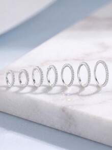 1Pc 925 Sterling Silver Moissanite Nose Rings Hypoallergenic Nostril Septum Cartilage Piercing Jewelry For Women Men Daily Wedding Bridal Wear &Gifts - Silver - View 2