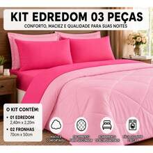 BEDDING SET TERNURA KIT DOUBLE SIDED QUEEN DOUBLE DUVETERIN WITH 03 PIECES PROMOTION! - (STRAW / ROSE) - ROSA CON ROSA - Ver 1