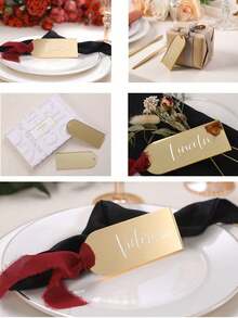 1/10/20/50pcs Blank Acrylic Tent Place Cards, Arched Luggage Tags, Blank Gold Mirror Acrylic Name Tags Without Ribbon, Wedding Guest Direction Cards, Seat Card Holders, DIY Party Signage Gift Tags - View 5