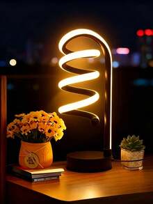 1pc Modern Fashion Spiral LED Desk Lamp - Aluminum Base, Adjustable Warm Light, Space-Saving Design, USB Powered, Perfect For Office, Bedroom, Study Room Decor, Study Room Lighting - Multicolor - View 2