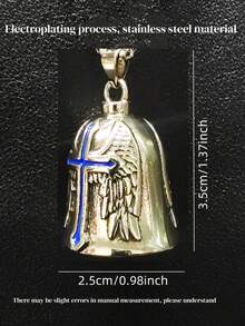 AD Angel Stainless Steel Exorcism Bell, Vintage Punk Riding Decoration Bell, Light Gray Universal Modification Accessory, Suitable For Motorcycles, Bicycles, Blue Cross - Blue Rubber Cross - View 4