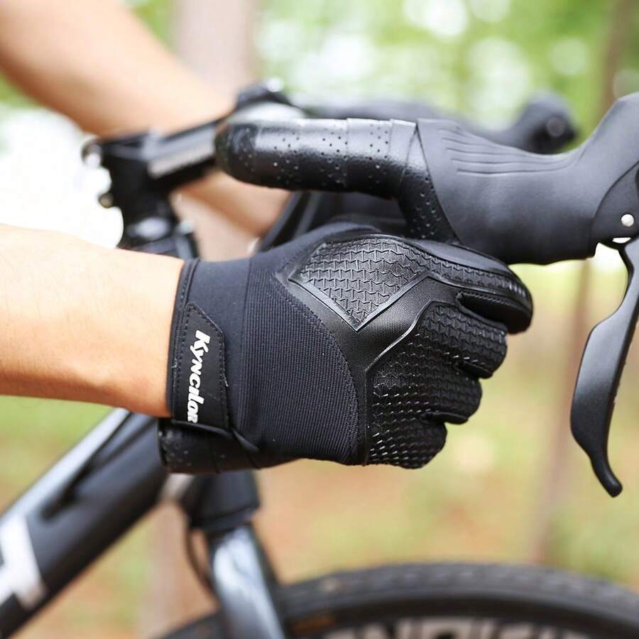 1pc Kyncilor 1 Black SMLXL Non-Slip Long-Fin Shock-Absorbing Gloves, Unisex, Breathable And Sun-Protective, Suitable For Activities Such As Hiking, Camping, Cycling - B - View 1