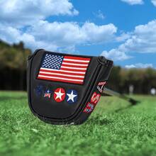 1pc American Flag Star Embroidered Putter Cover, PU Soft Lining Golf Putter Head Cover, Dust-Proof Wear-Resistant Golf Club Protector, Vintage American Style Golf Accessory - Multicolor - View 4