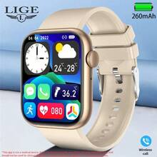 Reloj inteligente unisex con llamada inalámbrica, detección de temperatura corporal, ajuste de brillo, entrenamiento de respiración, asistente de voz, levantamiento para despertar y otras funciones - Blanco - Ver 2