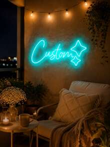 1PC Custom Name Neon Sign Personalized LED Wall Light, Letter Neon Lamp With Star Design, USB Powered Aesthetic Room Decor, Bedroom Wall Decoration, Girls Room Decor, Personalized Gift, Birthday Gift For Friends, Couple Gift, Party Decoration - Multicolor 7 - View 3