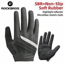 ROCKBROS A Pair Of Long Finger Gloves Non - Slip & Abrasion - Resistant SBR Anti - Slip Soft Rubber High - Gloss Reflective Strips Exclusive Shanghai City Silhouette Pattern Touchscreen - Sensitive For Cycling - Black - View 13