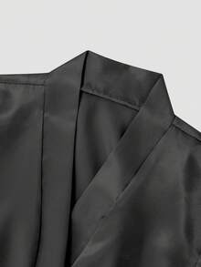Young Girl Black Mid-Sleeve Long Robe - Multicolor - View 9