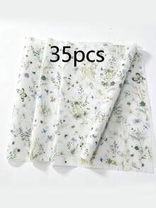 5/15/25/35張藍色花卉蝴蝶圖案薄棉紙，適用於DIY手工、派對禮品、花束包裝、衣物包裝及生日禮物裝飾 - 青藍碎花蝴蝶 - 查看 8