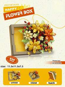 687+PCS Floral Bouquet Building Block Set, Creative Pull-Out Flower Box Brick Model, Adult Desktop Display Decor, Home Shelf Decoration, 4 Styles - Building Block Flower Box - View 12