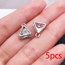 5/10pcs Minimalist Open Frame Geometric Rhinestone Dangle Charms Star Heart Floral Crystal Jewelry Findings For Earrings Bracelets Necklaces - Silver - View 9