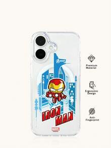 Miniso Marvel 蜘蛛人鋼鐵人卡通圖案磁吸手機殼 男款，適用 iPhone 17 Pro Max/17 Pro/Air/16 Pro Max/15 Plus/14/13/IP 17/15 Pro/12 Pro/11/16 Plus/XR，Apple 防摔防刮保護殼 - 透明4 - 查看 4