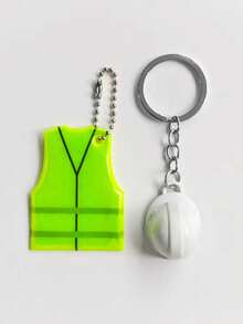 Creative Vest And Safety Helmet Shaped Keychain Keychain Lanyard Night Travel Reflective Pendant For Backpack Luggage Accessories - Multicolor - View 10