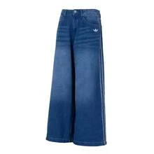 Adidas Three-Leaf Clover Women's Wide-Leg Jeans Loose Slimming Casual Pants - Denim Indigo - View 6