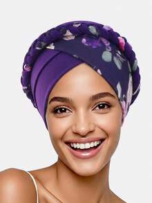 1 buah/2 buah Topi Jilbab Kepang Motif Dua Warna untuk Wanita, Cocok untuk Penggunaan Sehari-hari - beraneka warna - View 20