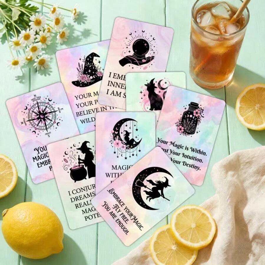 18 Magic Affirmation Cards, Suitable For Boosting Confidence, Inner Strength And Positive Thinking, English Magic Theme Daily Cards, Spiritual Growth Tool, Suitable For Office, Creative Fantasy Style Gift - Multiple Styles - View 1