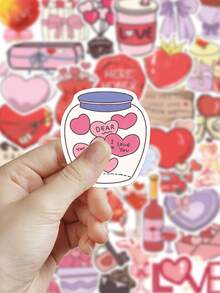 50pcs Valentine's Day Letter Stickers For Phone Case, Planner, Diary, Scrapbook, Greeting Card, Envelope, Guitar, Skateboard, Helmet, Tablet, Holiday Gift - Valentine's Day Letter - View 3