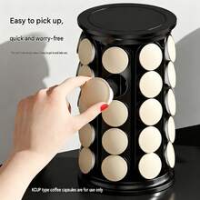 1Pc Rotatable Coffee Capsule Storage Box, Hollow Cylinder Coffee Pod Container, Countertop Coffee Capsule Organizer Box, Desktop Storage Accessory For Home Coffee Bar, Kitchen Counter, Office Coffee Station & Cafe Decor - Coffee Storage Rack - View 4