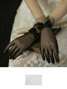 Fashion Polka Dot Mesh Bow Lace Gloves - Multiple Colors Available, Lightweight And Breathable, Suitable For Wedding, Evening Party, Photography, Lolita Outfit, Christmas, Valentine's Day, Engagement, Exquisite Vintage Atmosphere Accessory. - Multicolor - View 14