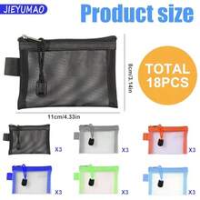QMini Zipper Mesh Bags, 18Pcs Mesh Makeup Bag, 6 Colors Small Mesh Bag For Women Men, Nylon Mesh Coin Purse Small Zipper Pouch For Lipstick Key Credit Card - As Pic - View 2