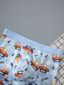 4pcs/Pack Young Boy Kids Comfortable Soft Cartoon Print Boxer Briefs - Multicolor - View 4