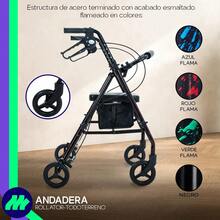 Andadera Ortopedica Rollator Asiento Silla Adulto Todo Terre - Negro - Ver 3