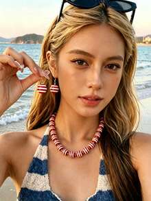 1 Pair Y2K Hot Girl Colorful Striped Acrylic Ball Earrings, Cute Candy Dopamine Color Block Versatile Girl Ear Hooks - Striped Earrings - View 6