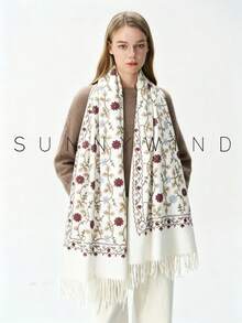 1pc Women's Embroidered Ginkgo Leaf Casual Fashion Versatile Autumn/Winter Daily Wear - White - View 1
