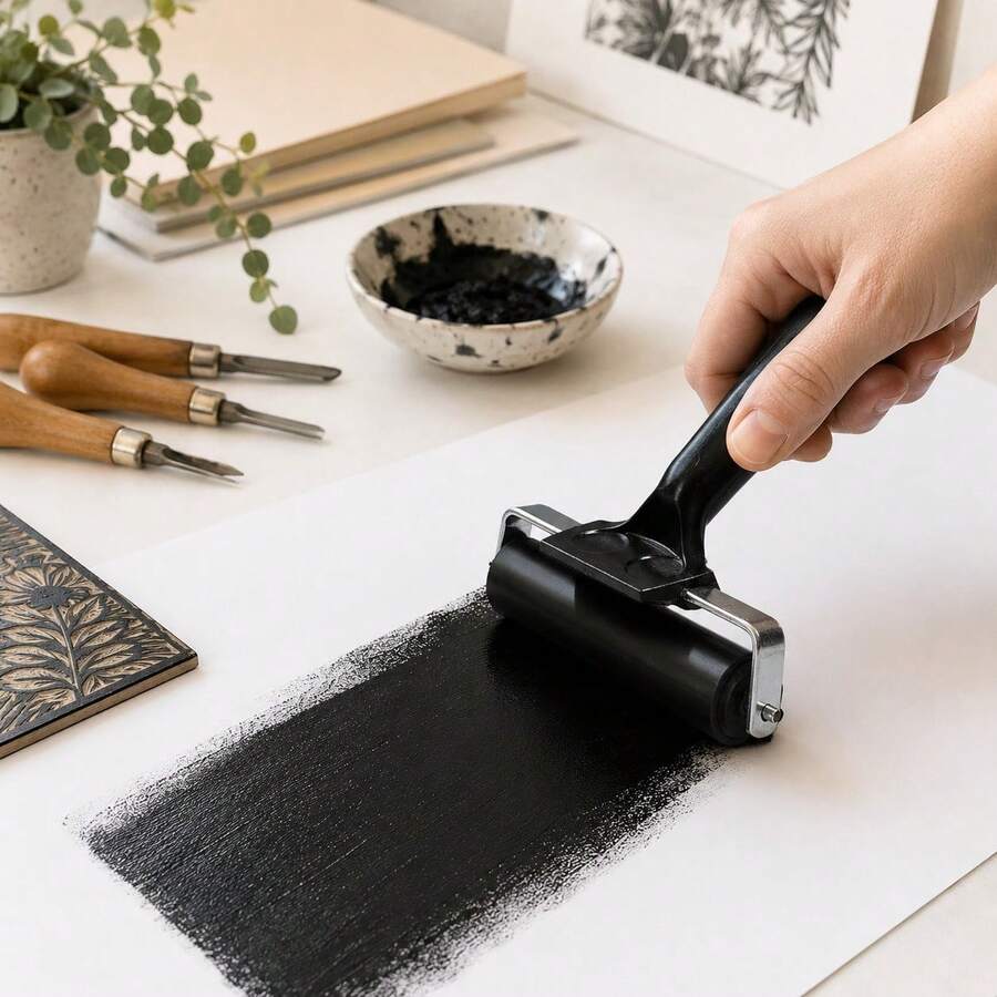 Leather Hand Press Roller, Metal Stitching Roller With Black Handle, Leather Edge Flattening Tool, Leather Craft Adhesive Roller, For Edge Sealing, Flattening And DIY Projects - A - View 1