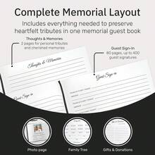 Elegant Hardcover Funeral Guest Book, 9x7 Inch Memorial Service Sign-In Logbook With Leather Cover, 96 Pages Celebration Of Life Keepsake - A - View 2