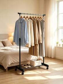 1 Movable Clothes Rack To Expand Storage Space. Equipped With Rollers At The Bottom For Easy Movement, Its Lower Layer Can Hold Shoes And Other Items, Suitable For Bedrooms And Balconies. - Multiple Specifications - View 5