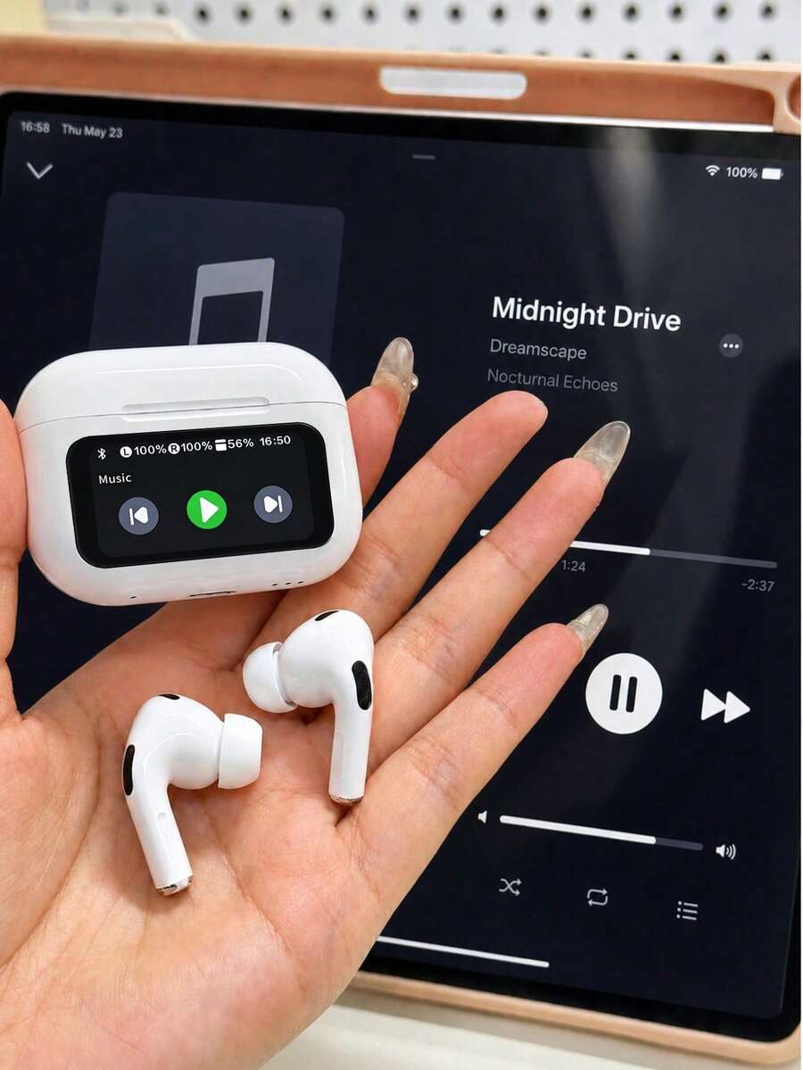 Wireless Earbuds With Smart Display And Charging Case, Portable In-Ear Bluetooth Headphones For Music, Calls, Work, Study And Travel - 查看 1