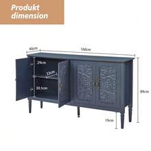 Antique-Style Buffet With Relief Carvings, Large Storage Space And Rounded Corners – Classic Storage Cabinet For Dining Room, Living Room And Entryway (Navy Blue) - 藏蓝色 - 查看 7
