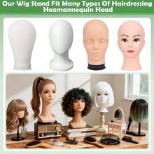 61 Inch Adjustable Wig Stand Tripod With Mannequin Head, Hair Cap, Elastic Band, T-Pin Tool Set, Suitable For Wig Styling, Production, Display, Beauty And Hairdressing Training, Halloween - View 8