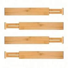 1/2/4pcs Adjustable Bamboo Drawer Dividers, Spring-Loaded Storage Partitions, For Kitchen, Vanity, Bedroom, Desk, Clothes, Socks And Other Home Goods, Desktop Drawer Organizer, Drawer Storage Accessories - Multicolor - View 7