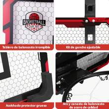 Tablero de Basquetbol para Niños Plegable, Canasta de Basquetbol para Niños Portátil con Contador Electrónico De Puntaje, Aro, 4 Mini Balón, Tablero de Basketball para Puerta y Pared Juegos Exterior - Multicolor - Ver 3