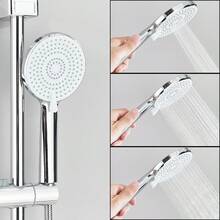 Senlesen Duschset , runder Kopfbrause aus ABS-Kunststoff, Handbrause, verstellbarer Winkel für Kalt- und Warmwasser, Badezimmer-Duscharmatur, schlichtes Duschsystem in mattem Schwarz - Chromlegierung - Übersicht 3