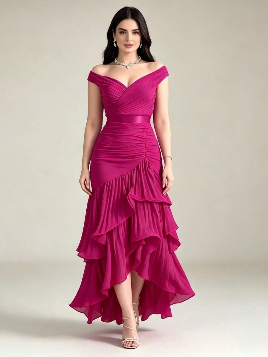 Women Formal & Evening Dresses - 玫紅色 - 查看 1