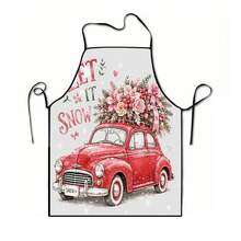 1pc Christmas Santa, Christmas Bell, Christmas Snowflake, Christmas Reindeer, Christmas Tree, Christmas Snowman, Christmas Penguin, Christmas Cartoon Animal Pattern Chef Apron, Apron, Suitable For Home Decor And Kitchen Use. Made Of 100% Polyester Material, Designed As Sleeveless Style, Perfect For Home Kitchen, Outdoor BBQ Cooking. This Printed Apron Is Unisex, Machine Washable And Reusable, A Kitchen Essential - Multicolor - View 14