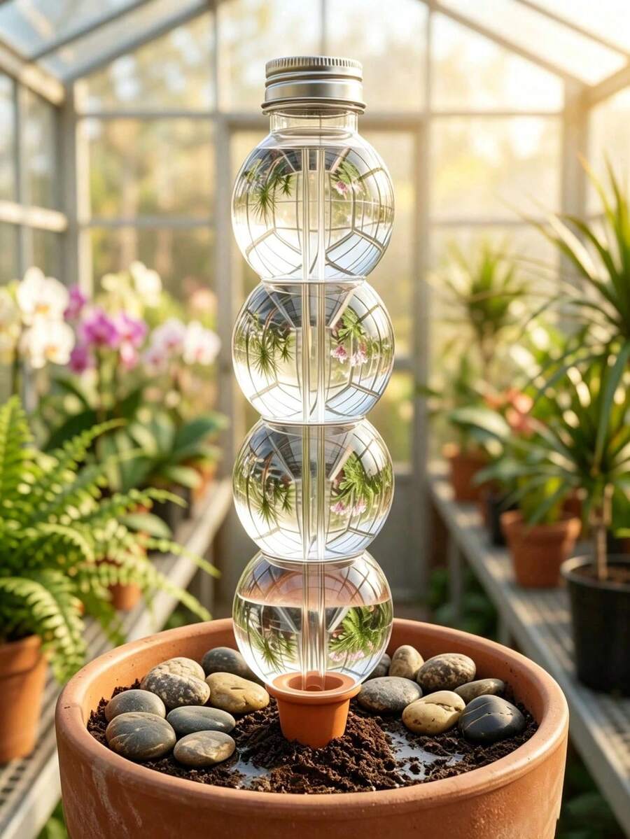 新款大容量自動澆水裝置,採用透明自動吸水球設計搭配黏土尖頭,適用於盆栽植物的緩釋滴灌,居家園藝免手動澆水工具 - 多色 - 查看 1